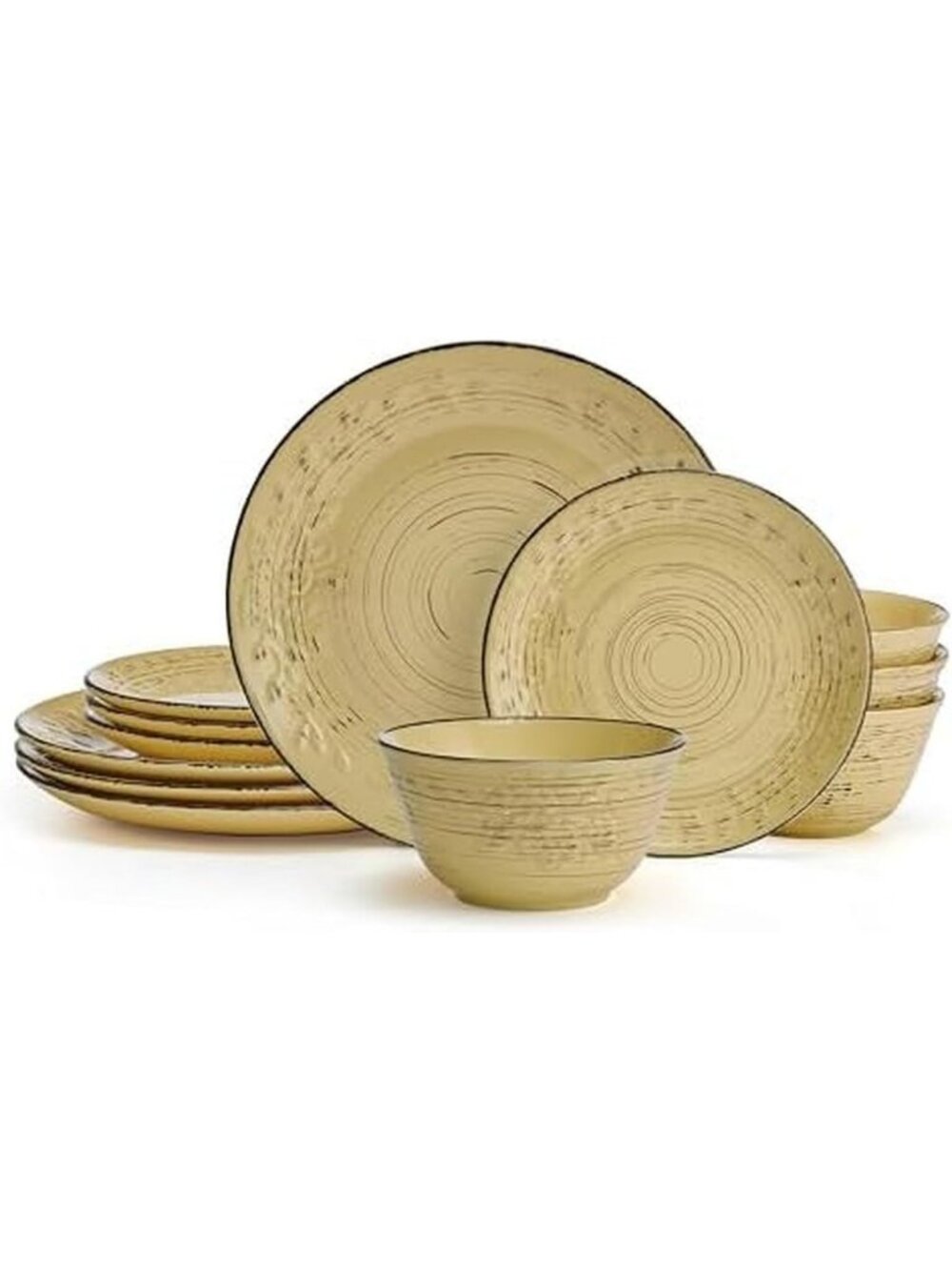 Sunflower Dinnerware Set - 12 Piece Service for 4, Bright Yellow Floral Design